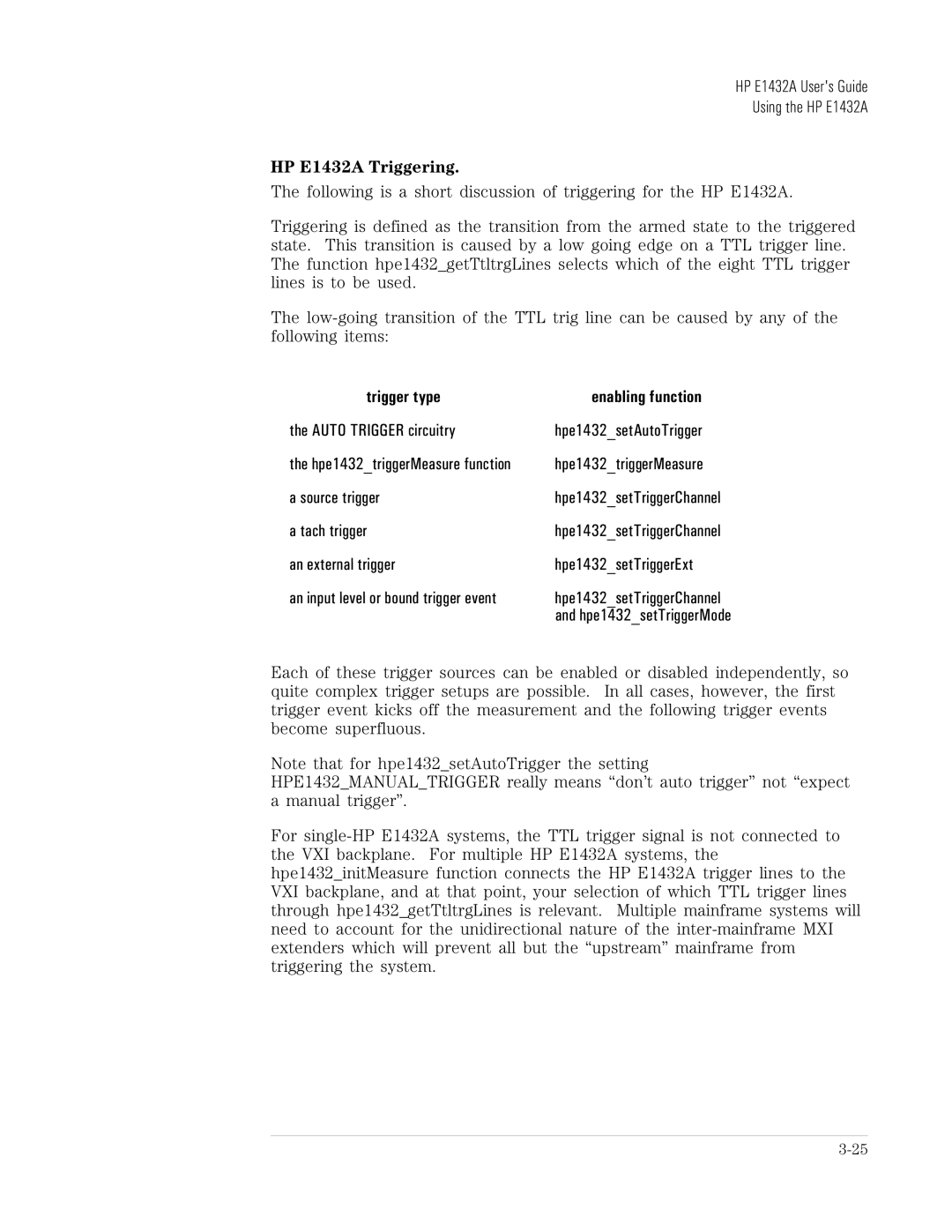 HP VXI E1432A manual HP E1432A Triggering, Auto Trigger circuitry, Source trigger, Tach trigger 