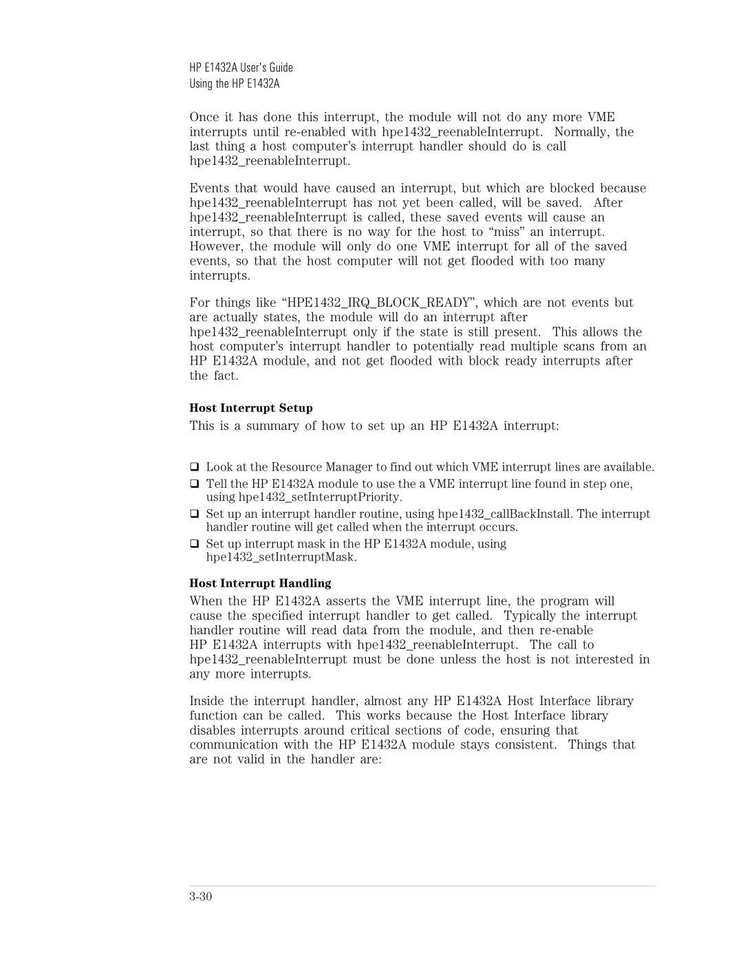 HP VXI E1432A manual This is a summary of how to set up an HP E1432A interrupt 