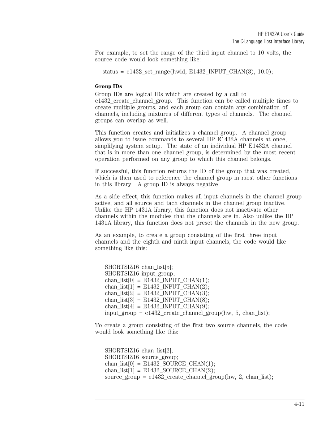 HP VXI E1432A manual Group IDs 