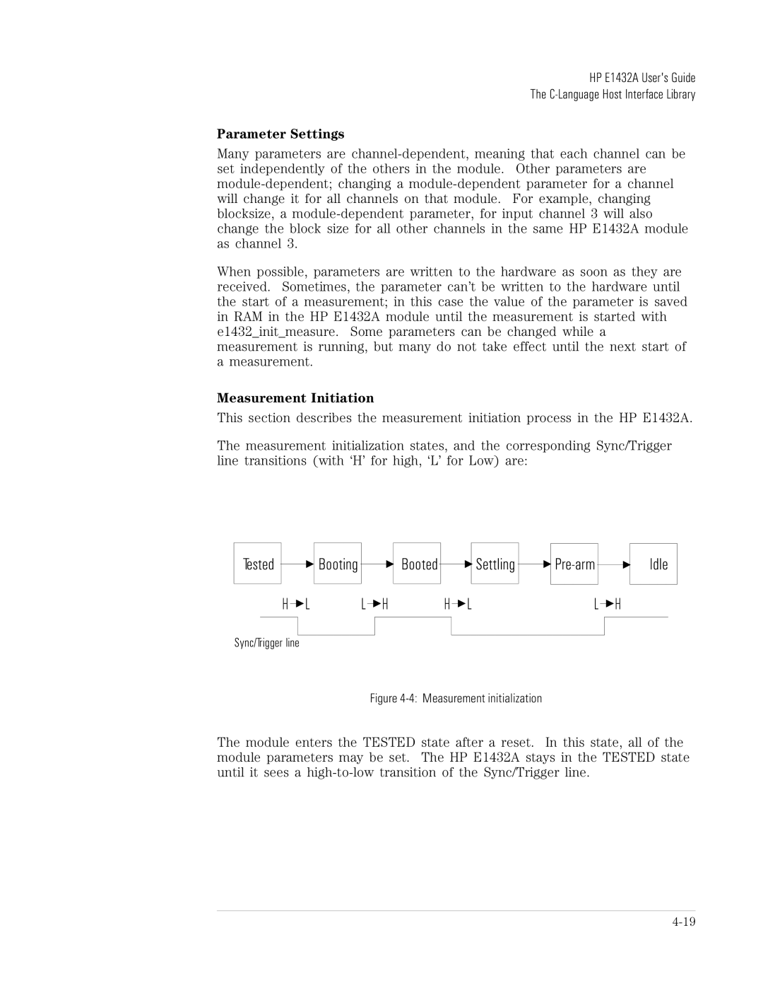 HP VXI E1432A manual Measurement initialization 