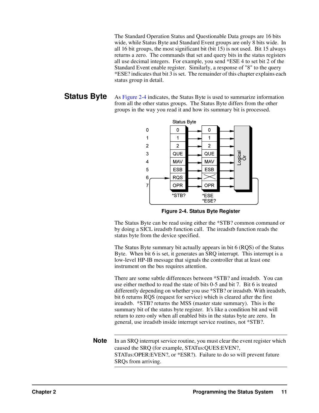 HP VXI manual Status Byte Register 