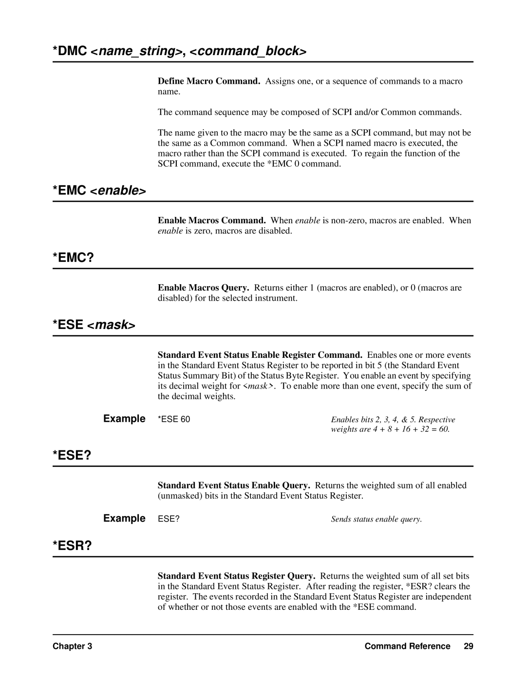 HP VXI manual Emc?, ESE mask, Ese?, Esr? 