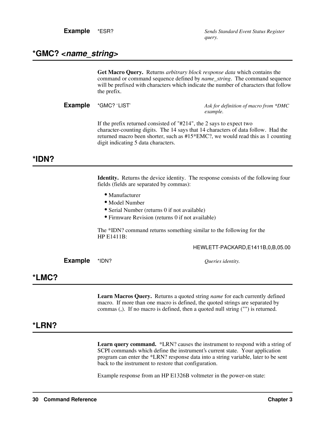 HP VXI manual Idn?, Lmc?, Lrn? 