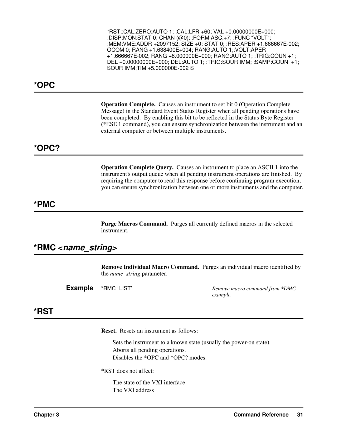 HP VXI manual Opc?, Pmc, Rst 