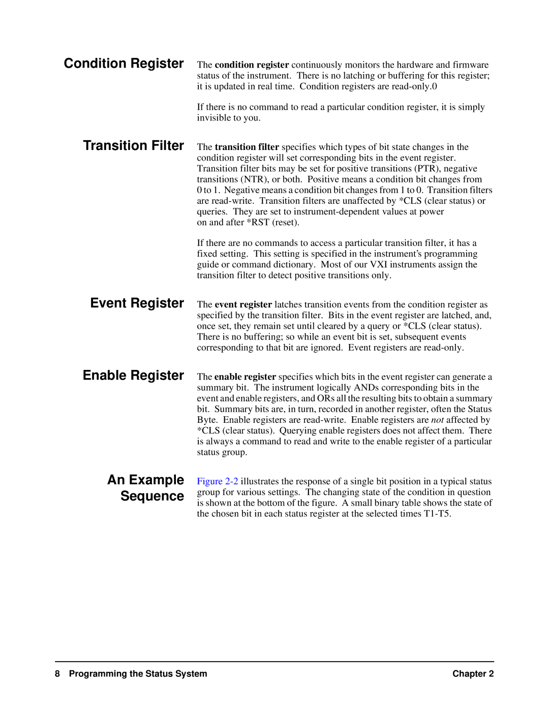 HP VXI manual Condition Register Transition Filter Event Register, An Example Sequence 