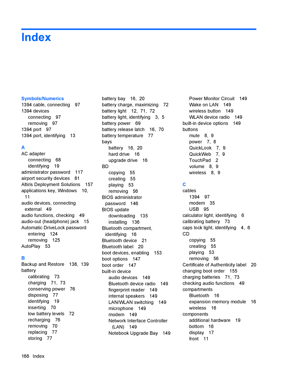 HP VZ243AV manual Index, Symbols/Numerics 