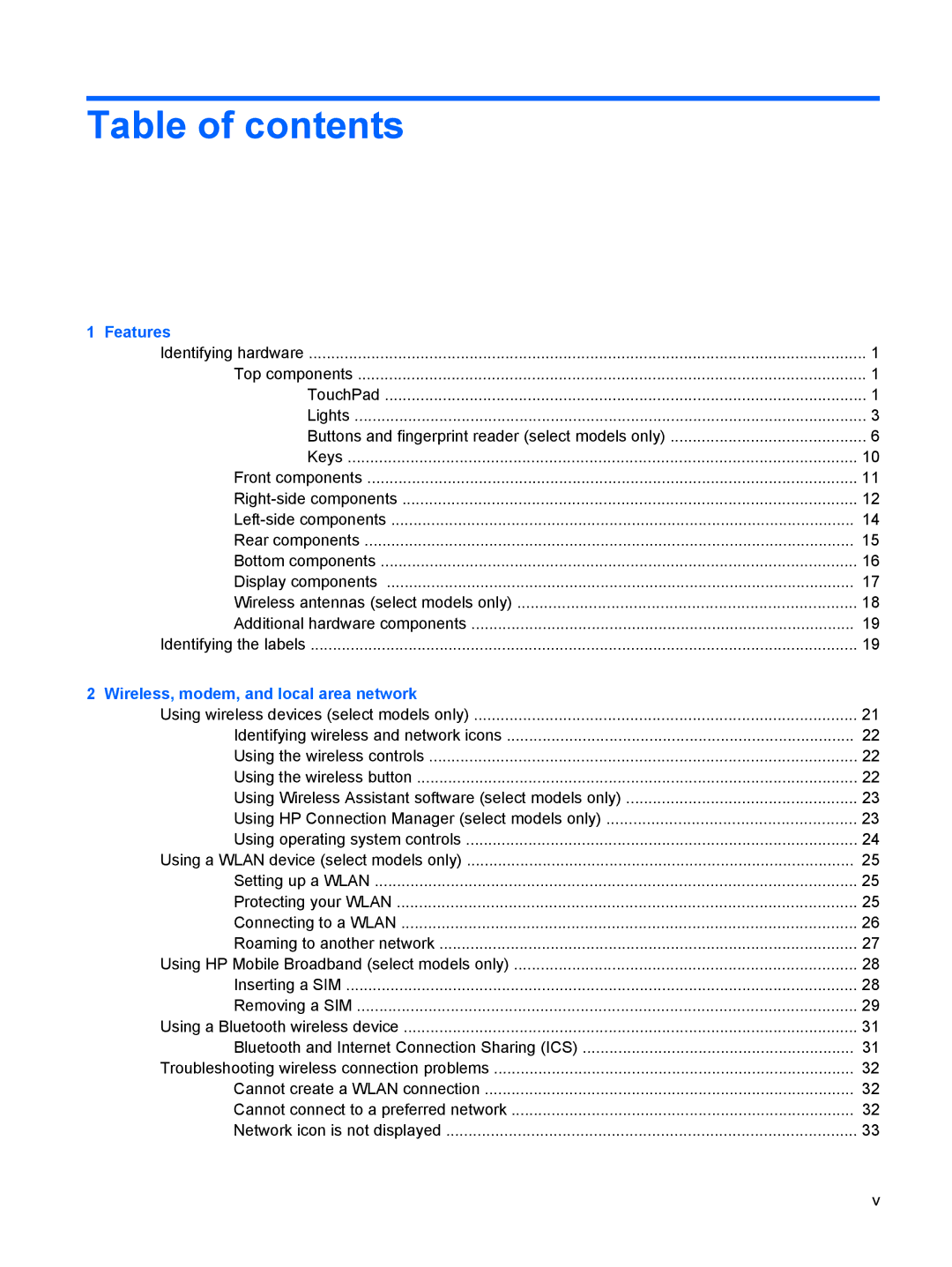 HP VZ243AV manual Table of contents 