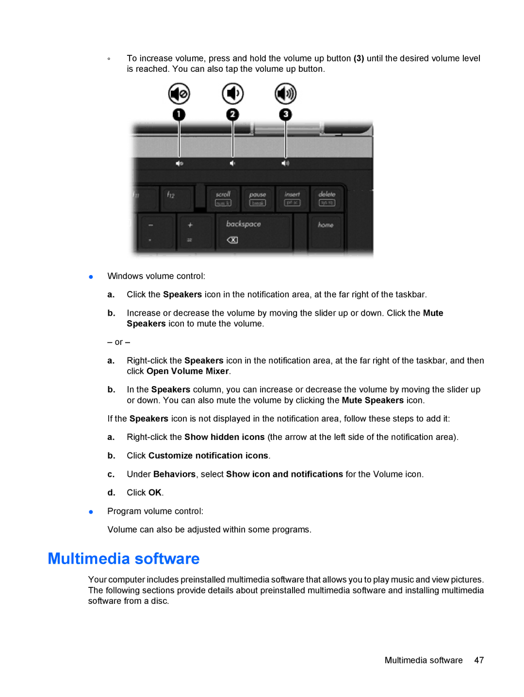 HP VZ243AV manual Multimedia software 