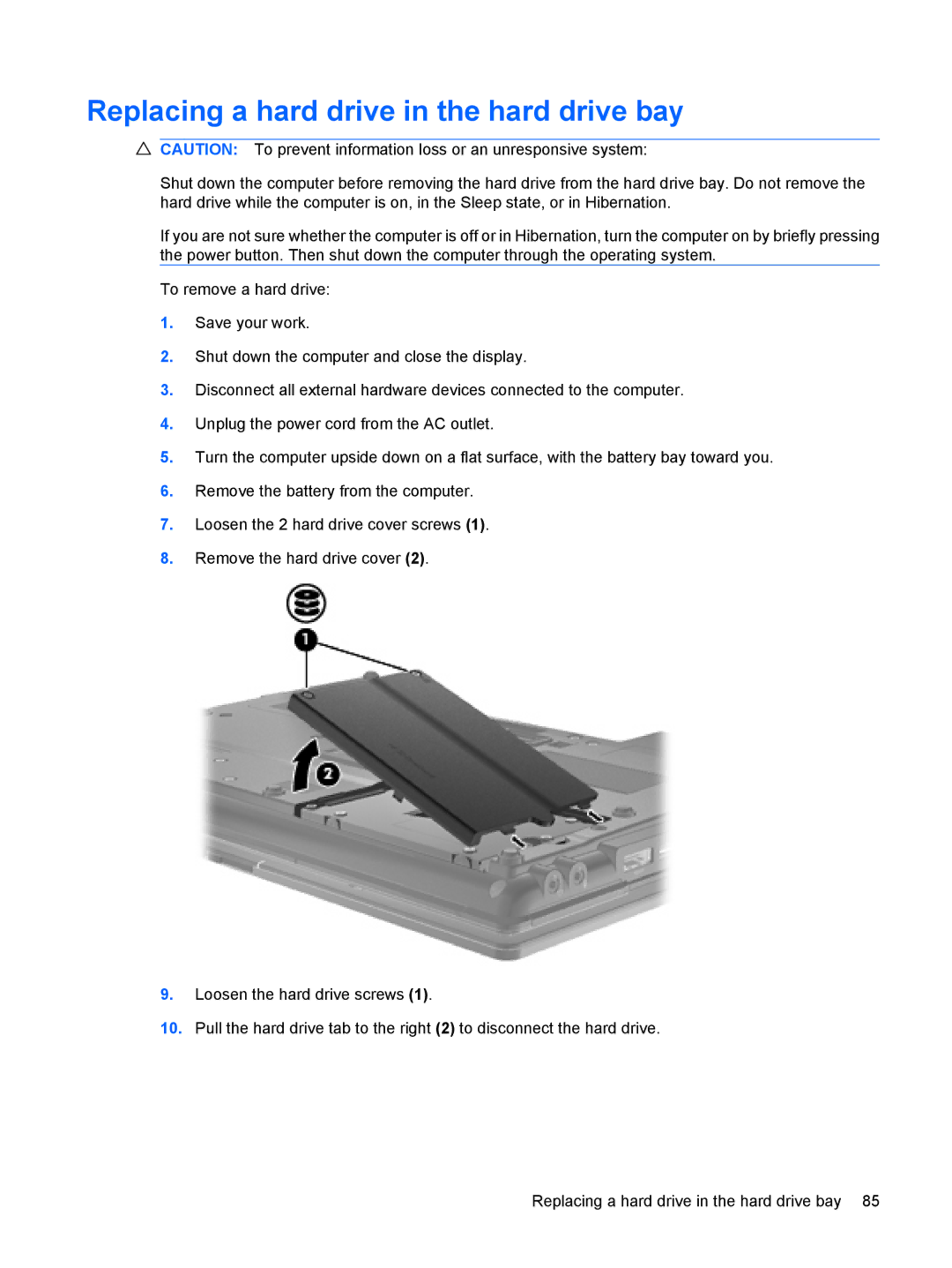 HP VZ243AV manual Replacing a hard drive in the hard drive bay 