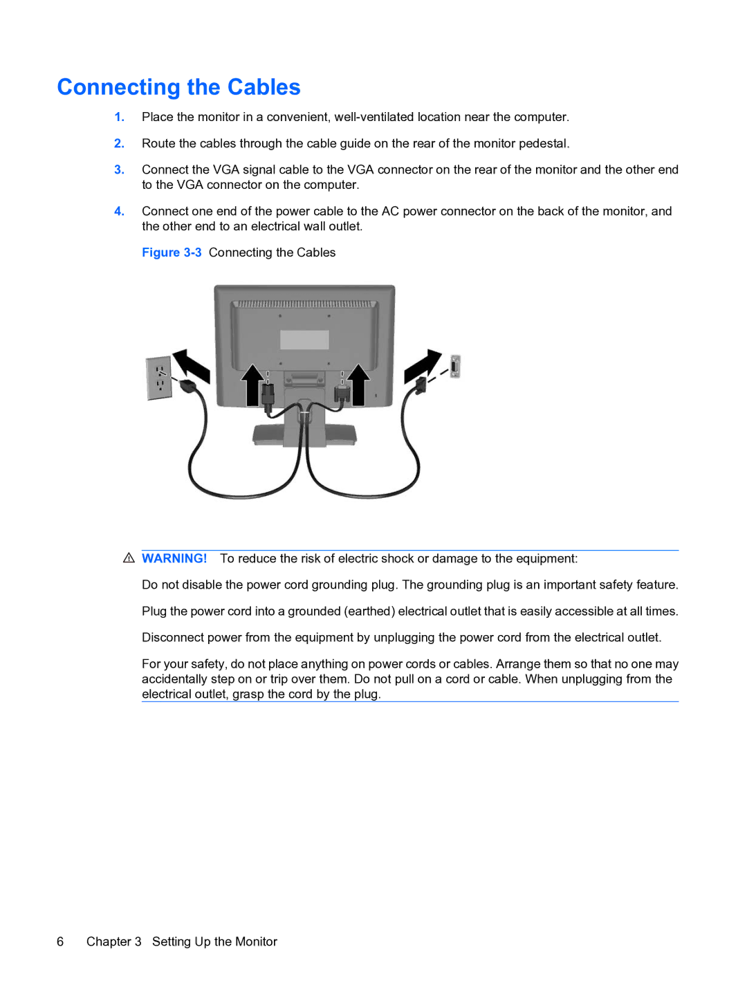 HP w15e manual Connecting the Cables 