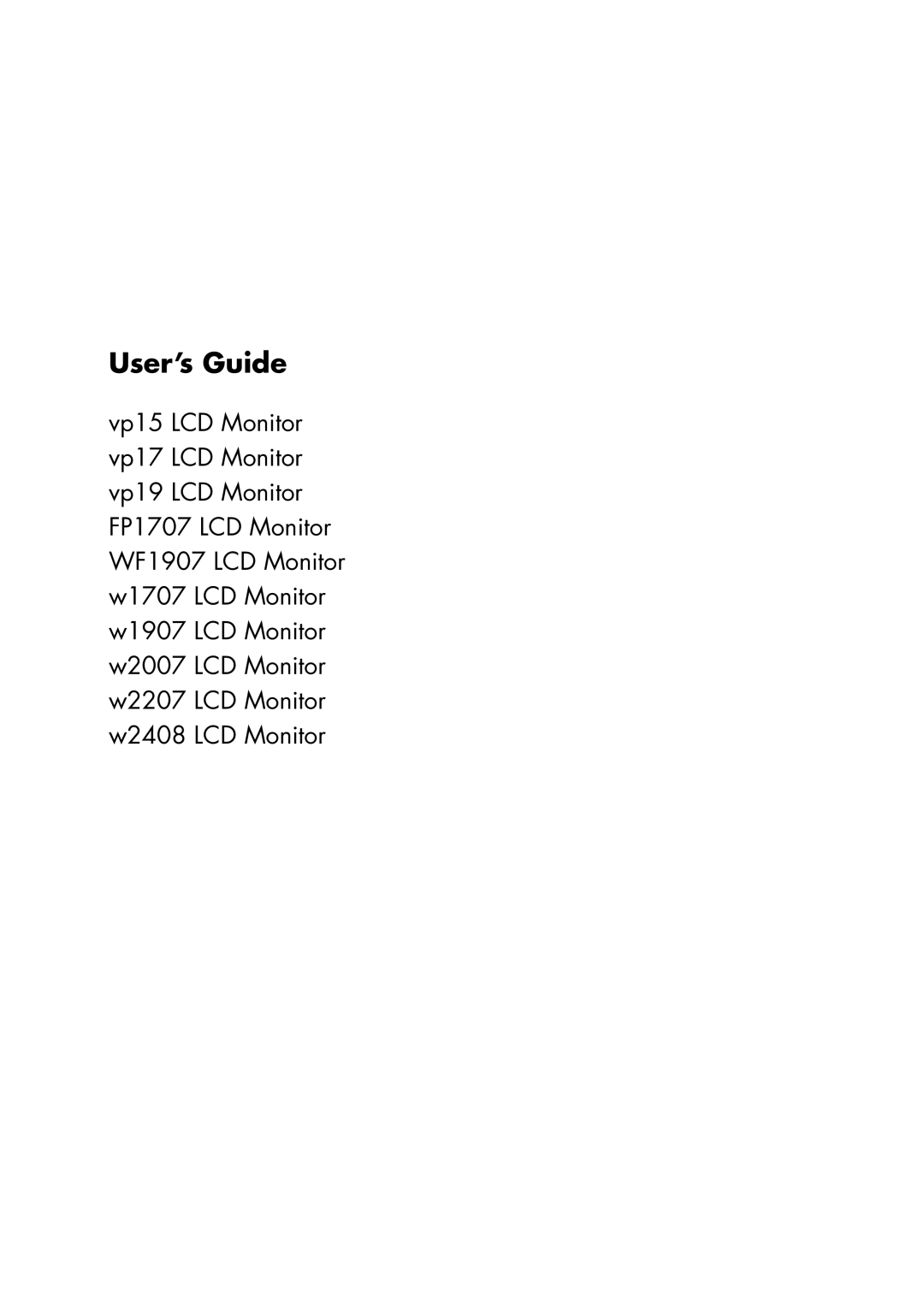 HP w1707 manual User’s Guide 