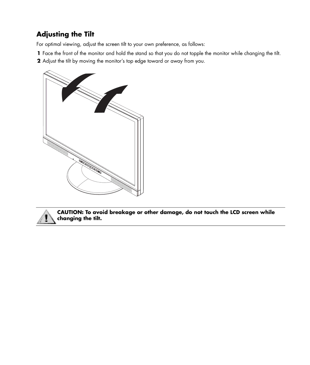 HP w19b 19 inch, w19e 19 inch manual Adjusting the Tilt 