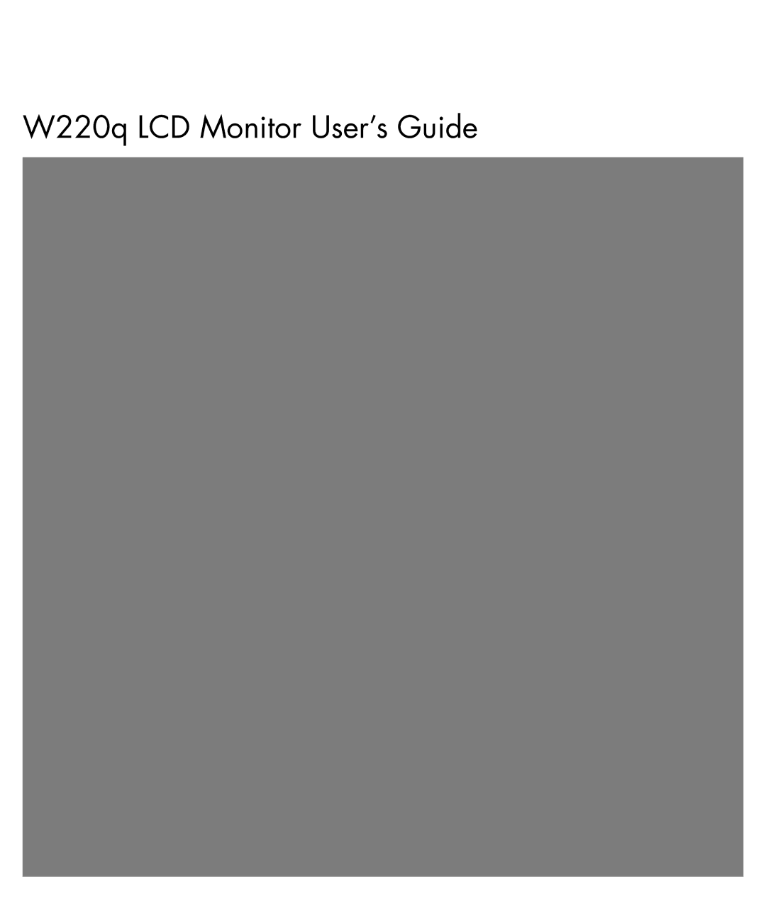 HP manual W220q LCD Monitor User’s Guide 