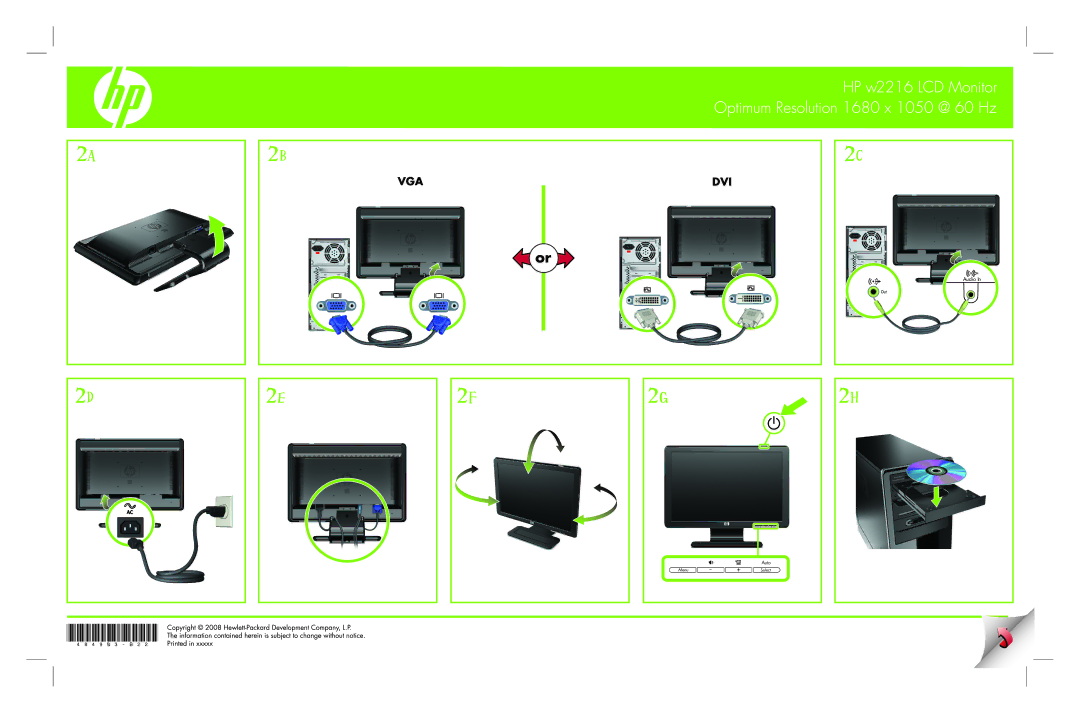 HP w1907 19 inch, w2207h 22 inch, w1707 17-inch, w2408h, vp17 17-inch, vp15 15 inch, vp15s 15 inch manual User’s Guide 