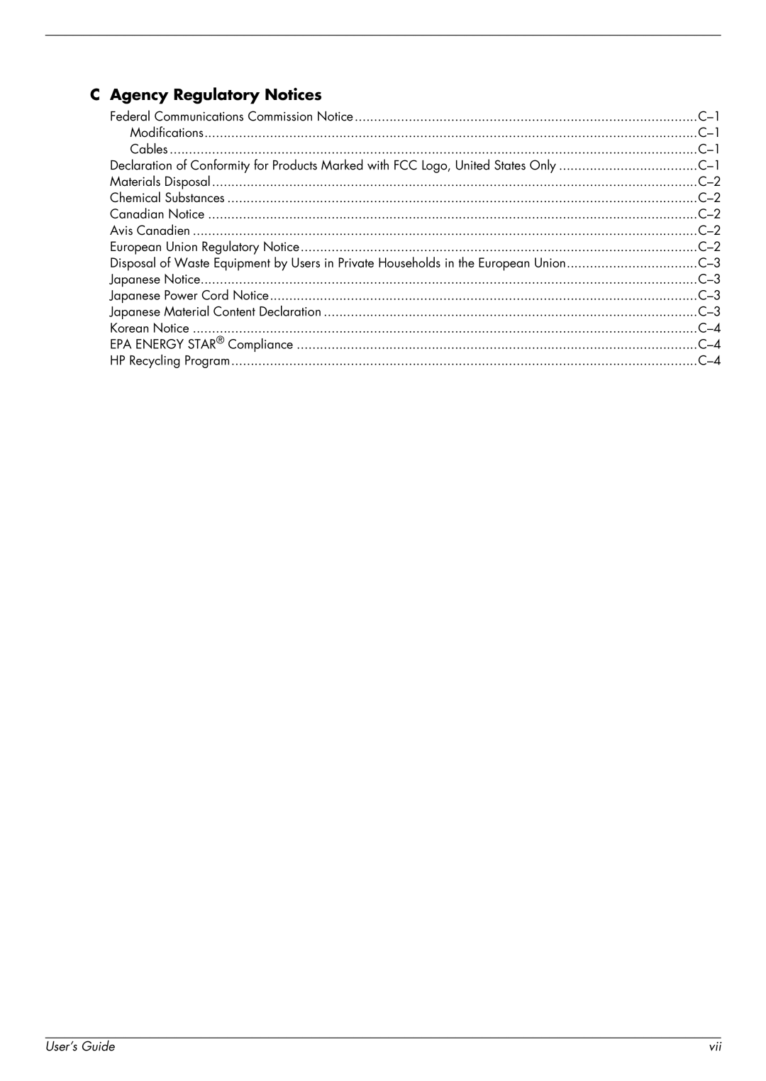 HP W1858, W2348H manual Agency Regulatory Notices 