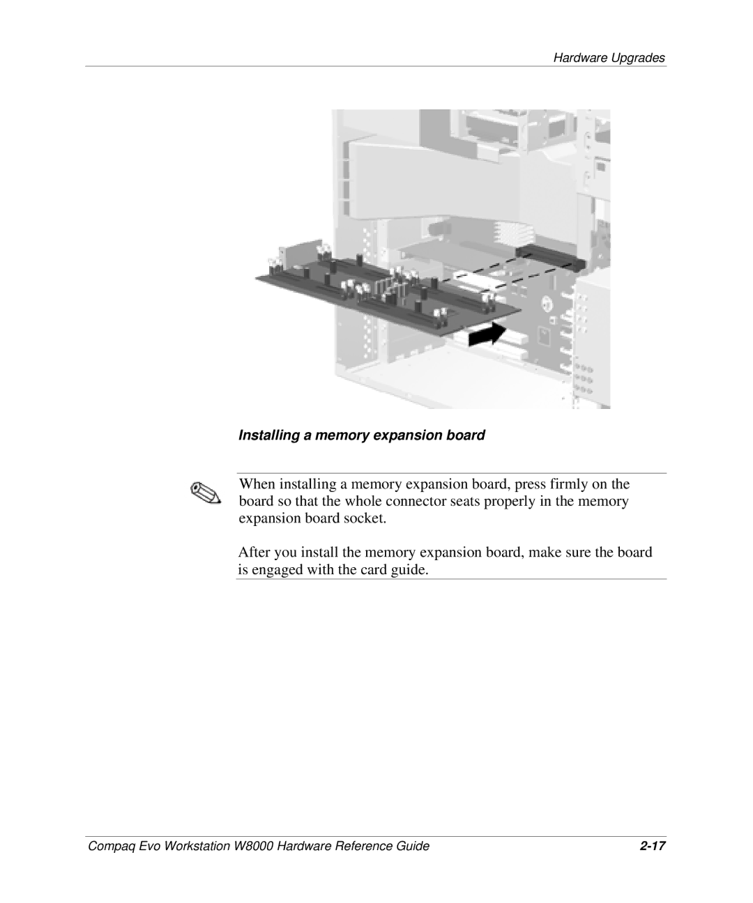 HP w8000 manual Installing a memory expansion board 