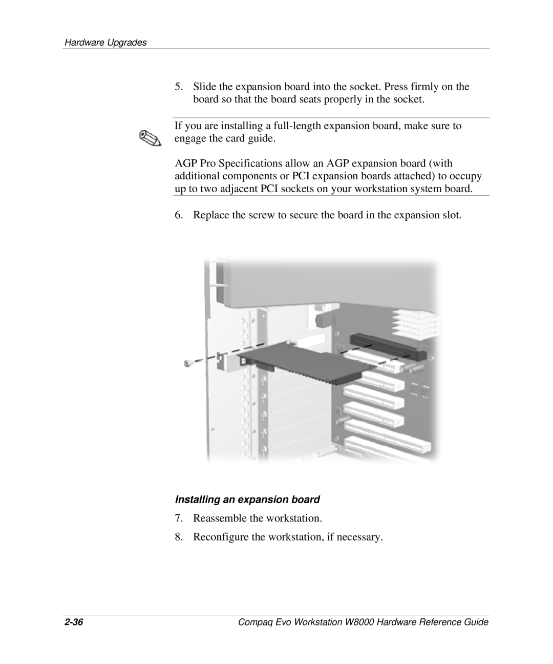 HP w8000 manual Installing an expansion board 