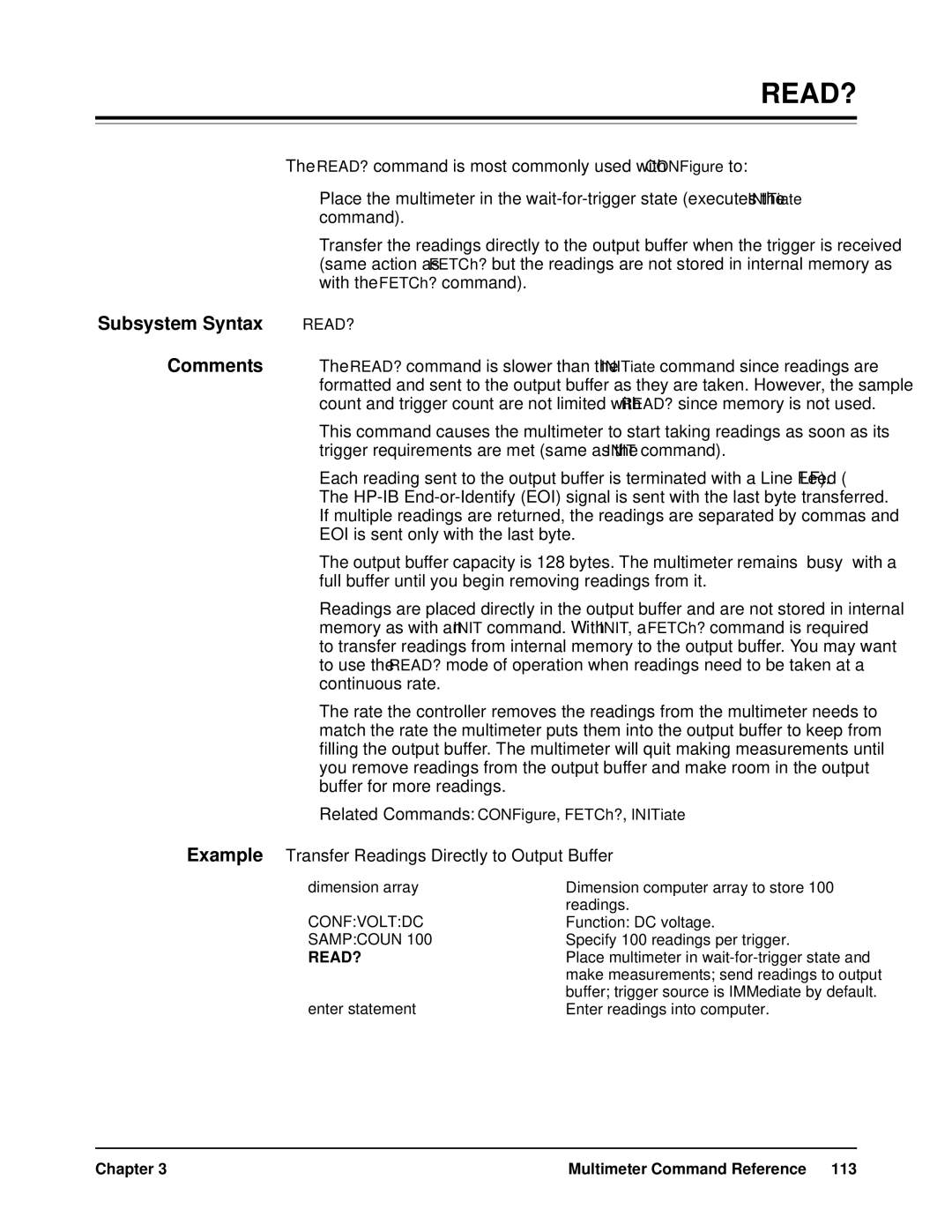 HP WaterSkis E1412A, WaterSkis E1312A manual Read?, Example Transfer Readings Directly to Output Buffer 