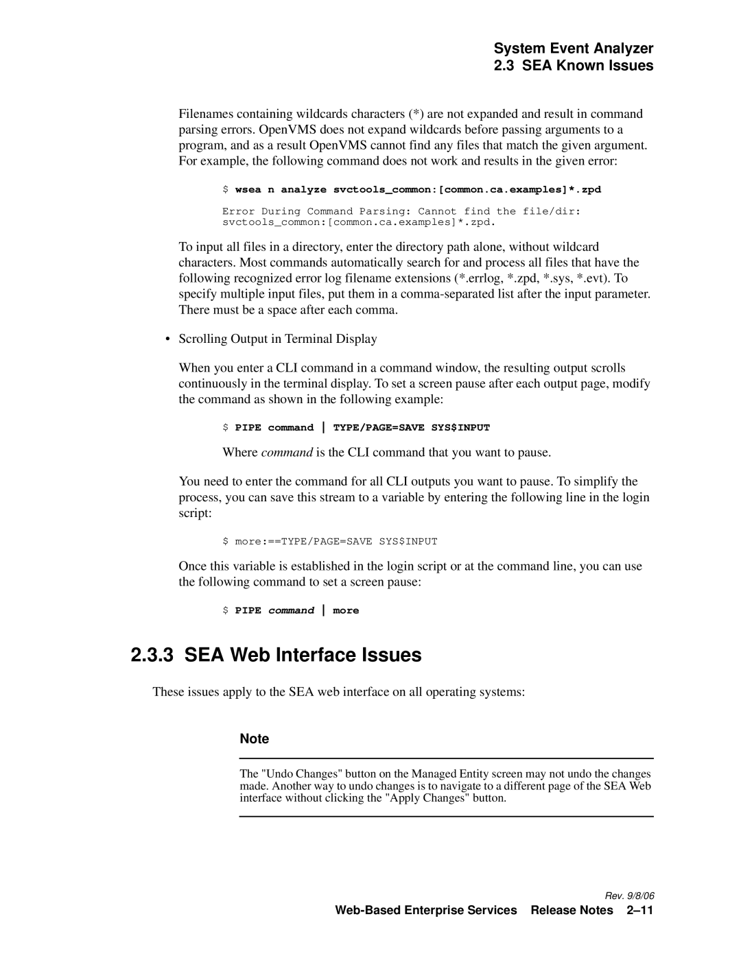 HP Web-Based Enterprise Services 4.5 SEA Web Interface Issues, $ wsea n analyze svctoolscommoncommon.ca.examples*.zpd 