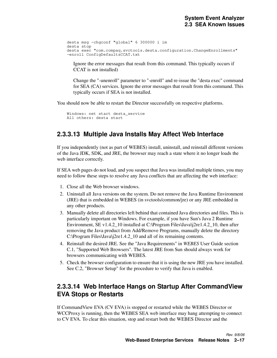 HP Web-Based Enterprise Services 4.5 manual Multiple Java Installs May Affect Web Interface 