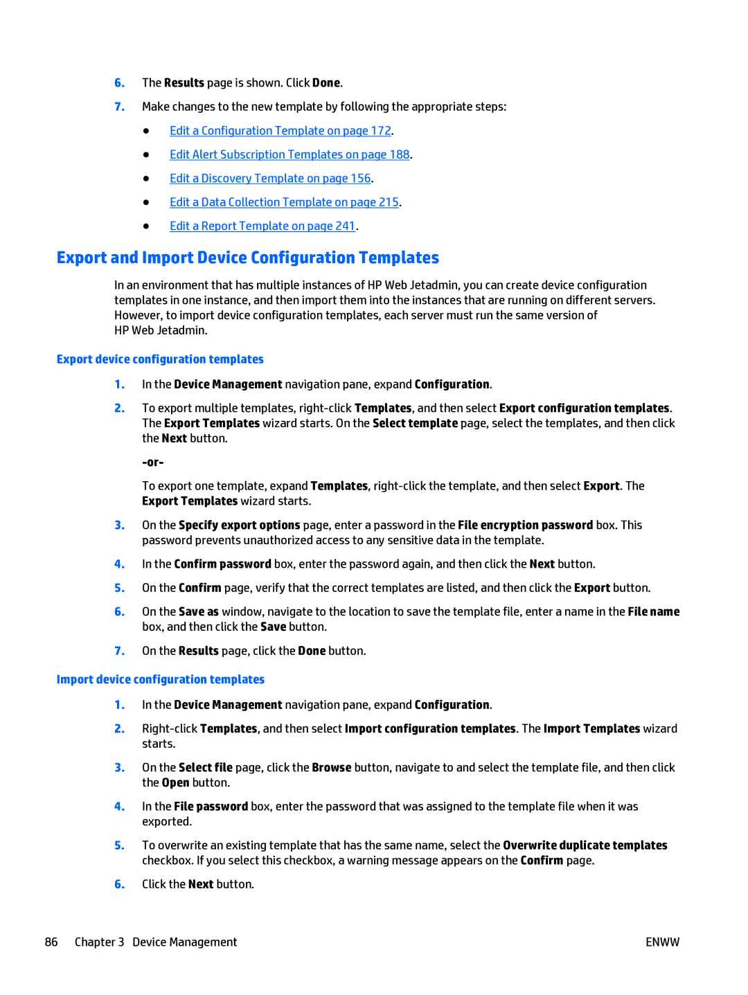 HP Web Jetadmin Software manual Export and Import Device Configuration Templates, Export device configuration templates 