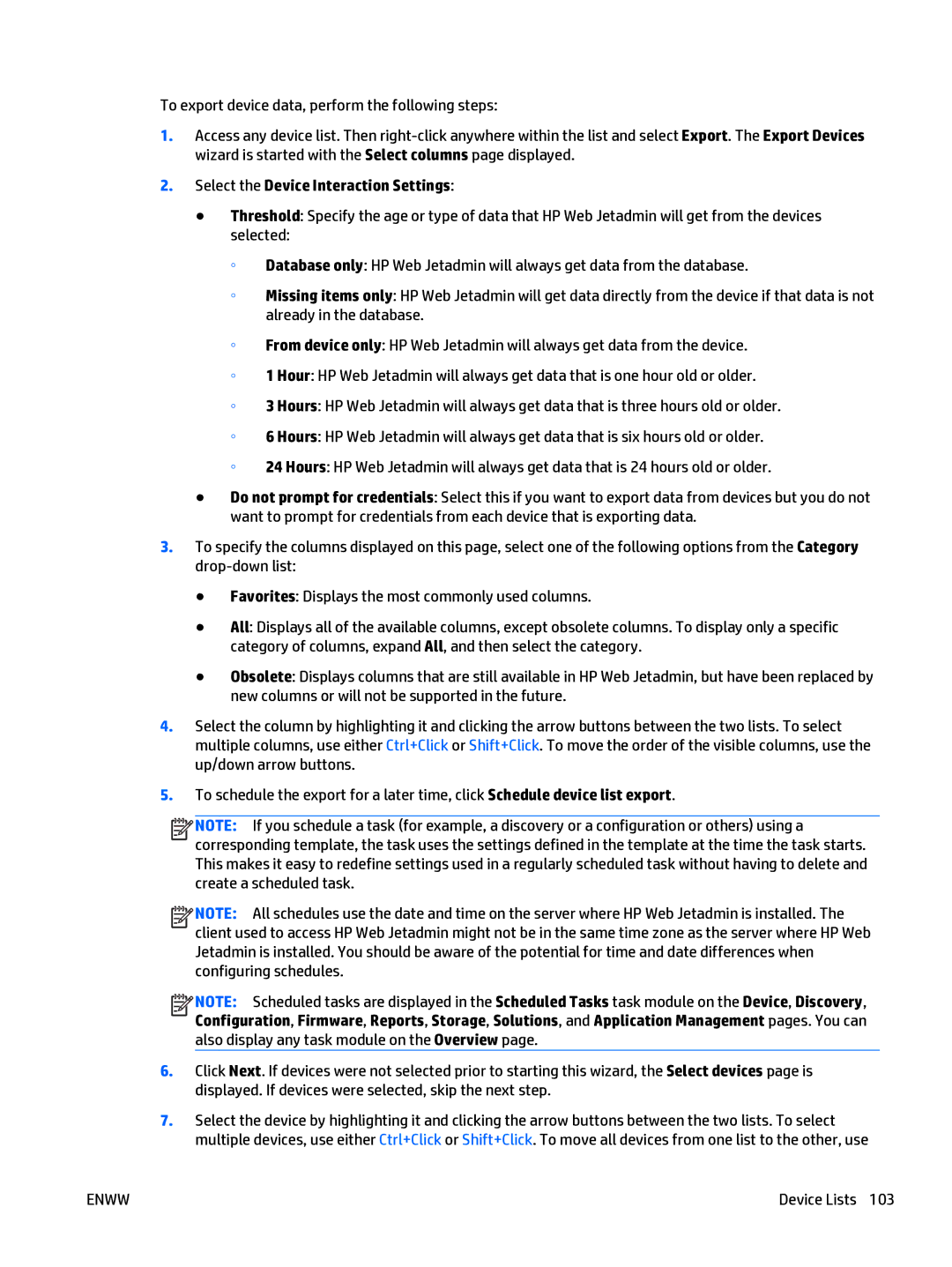 HP Web Jetadmin Software manual Select the Device Interaction Settings 