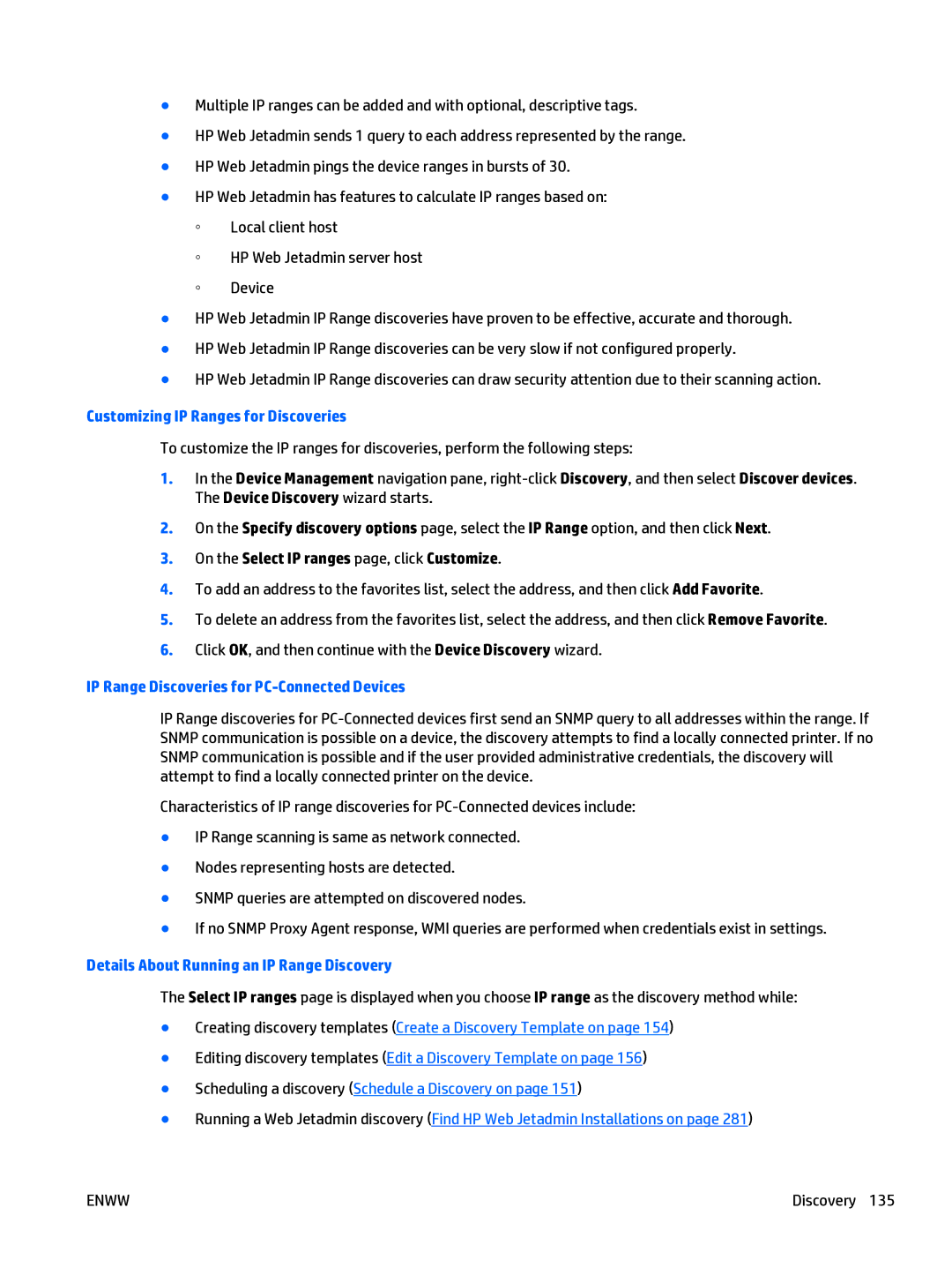 HP Web Jetadmin Software manual Customizing IP Ranges for Discoveries, On the Select IP ranges page, click Customize 