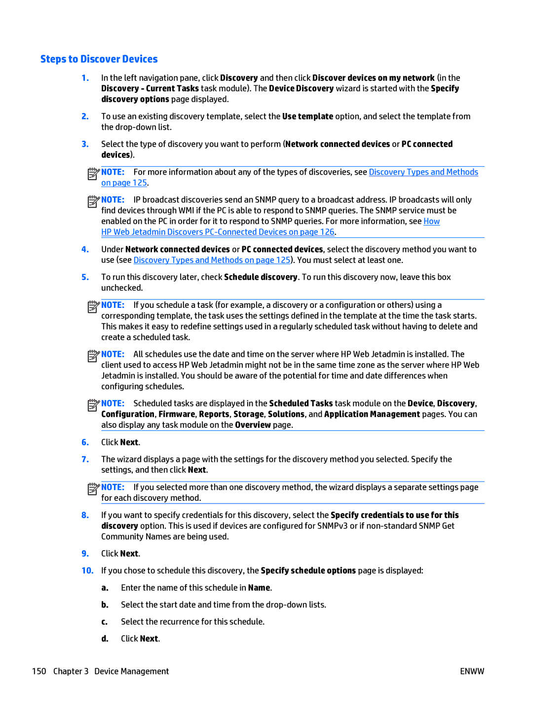 HP Web Jetadmin Software manual Steps to Discover Devices, HP Web Jetadmin Discovers PC-Connected Devices on 