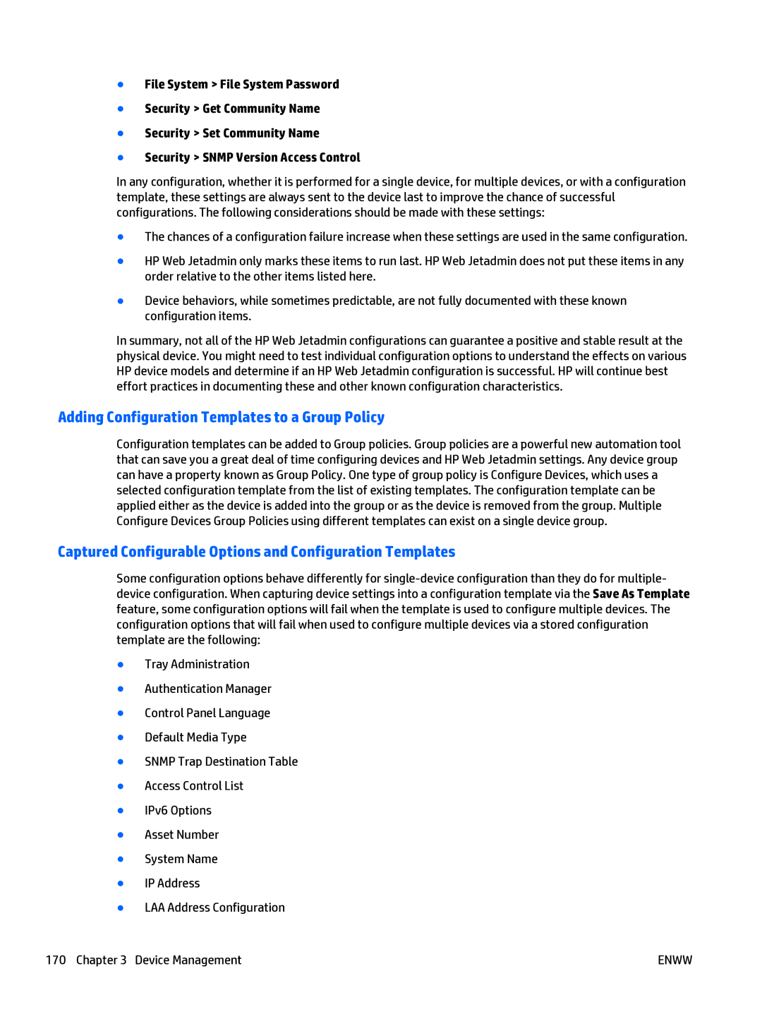 HP Web Jetadmin Software manual Adding Configuration Templates to a Group Policy 