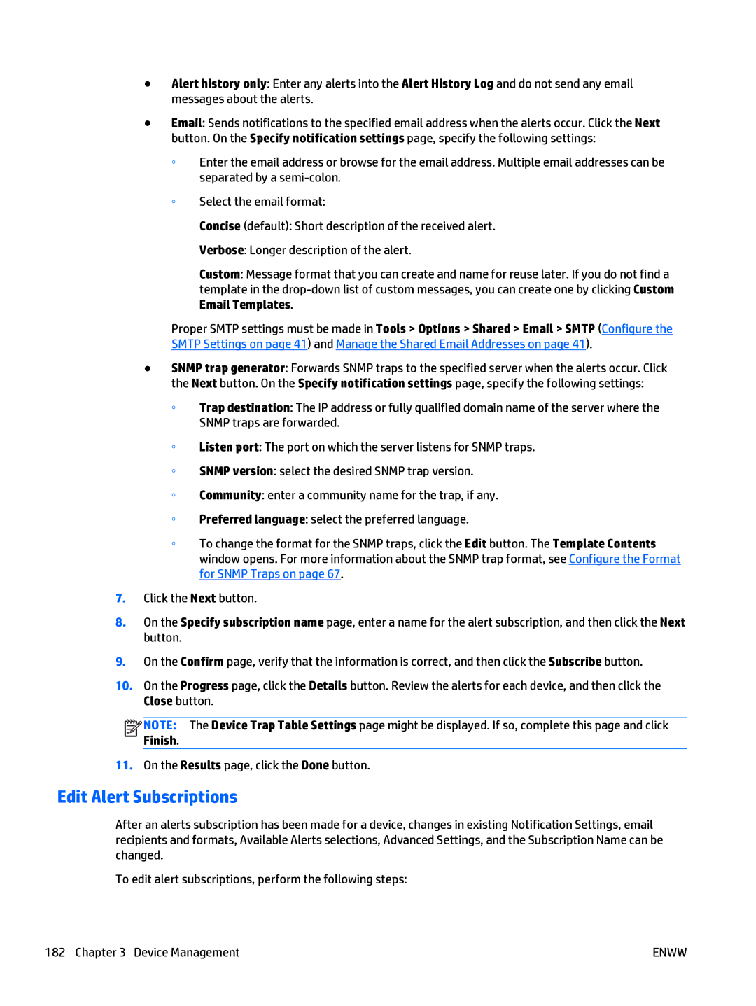 HP Web Jetadmin Software manual Edit Alert Subscriptions 