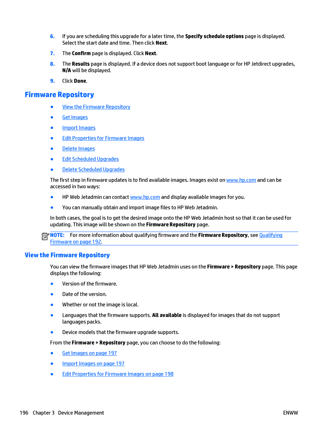 HP Web Jetadmin Software manual View the Firmware Repository 