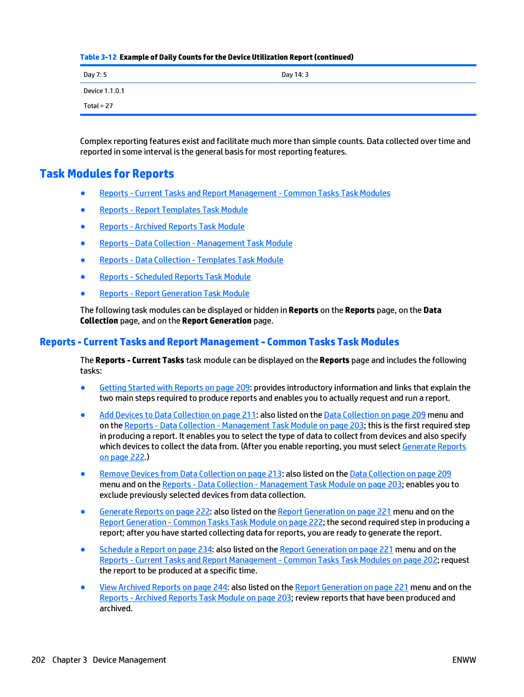 HP Web Jetadmin Software manual Task Modules for Reports 