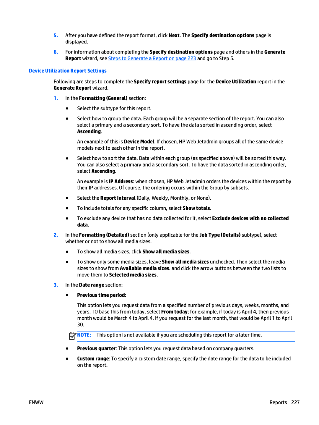 HP Web Jetadmin Software manual Device Utilization Report Settings 
