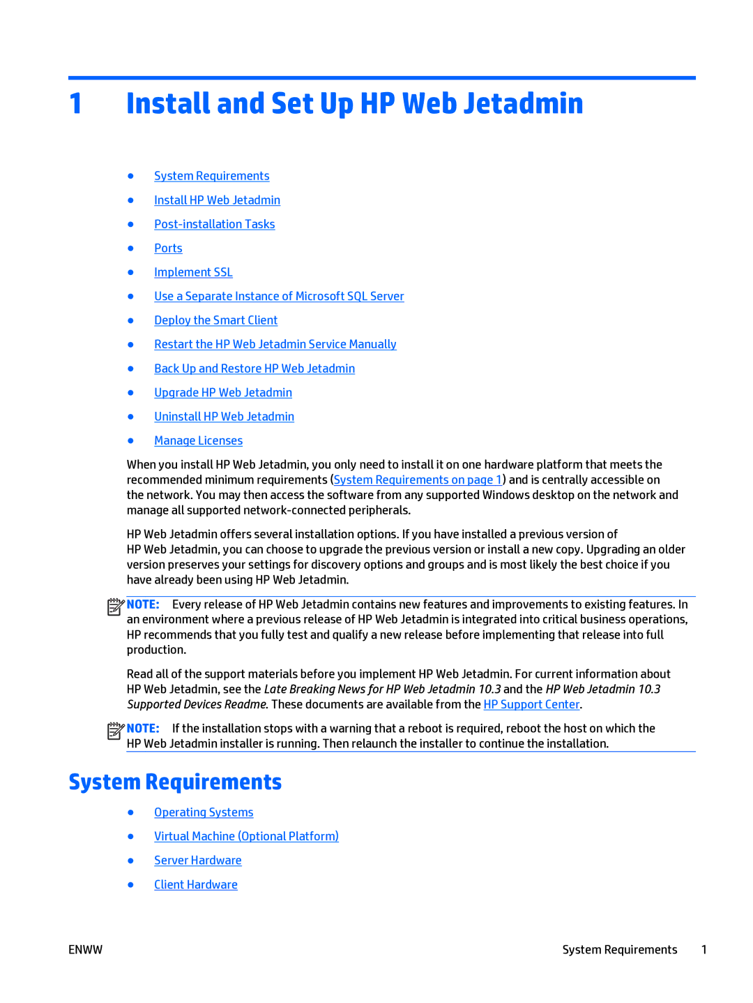 HP Web Jetadmin Software manual Install and Set Up HP Web Jetadmin, System Requirements 