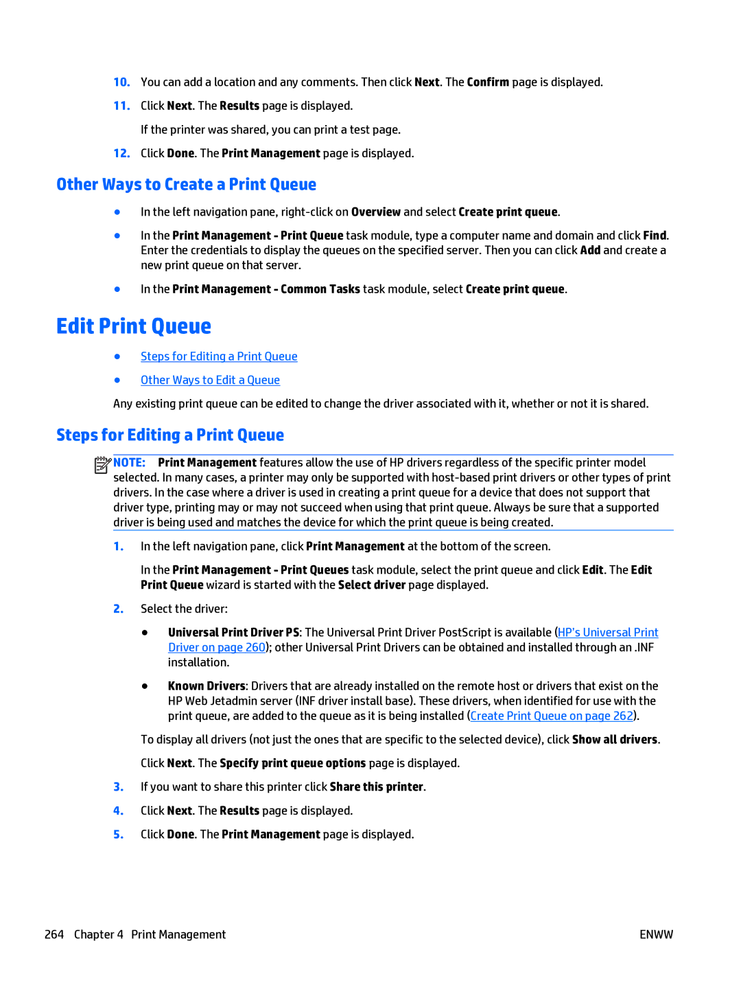 HP Web Jetadmin Software manual Edit Print Queue, Other Ways to Create a Print Queue, Steps for Editing a Print Queue 