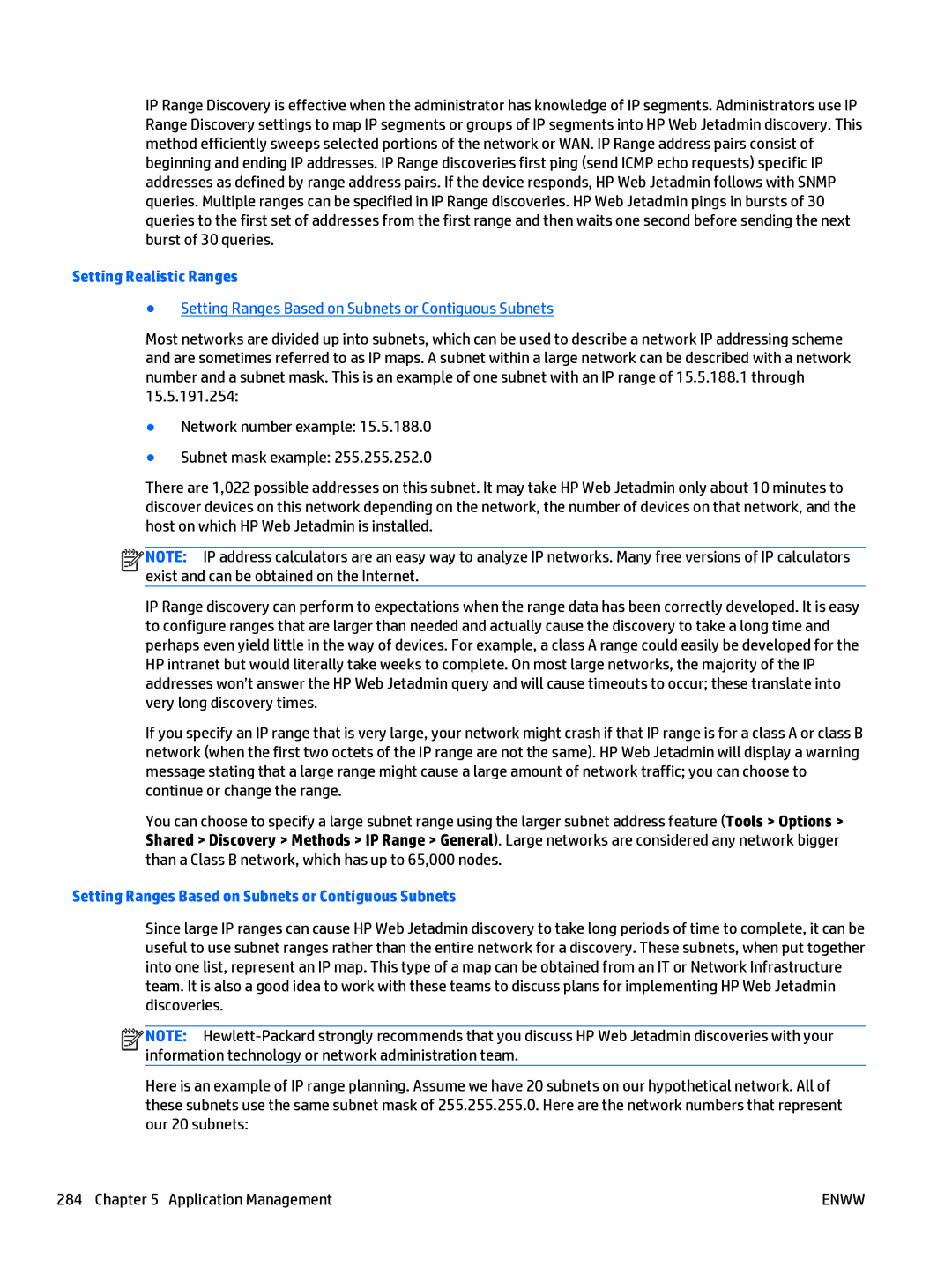 HP Web Jetadmin Software manual Setting Realistic Ranges 