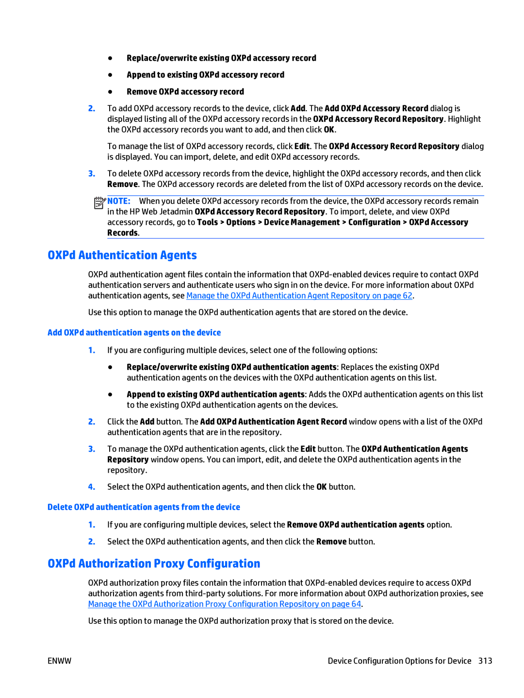 HP Web Jetadmin Software manual OXPd Authentication Agents, OXPd Authorization Proxy Configuration 