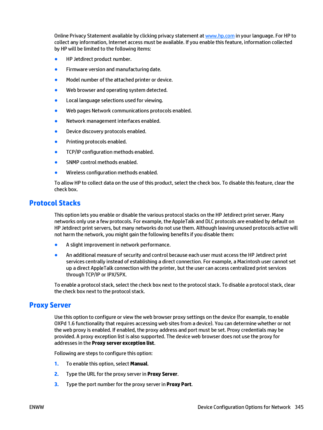 HP Web Jetadmin Software manual Protocol Stacks, Proxy Server 