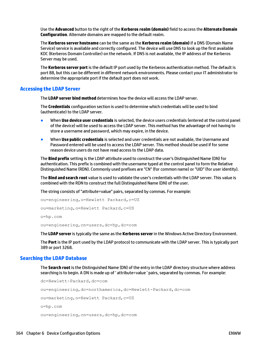 HP Web Jetadmin Software manual Accessing the Ldap Server, Searching the Ldap Database 