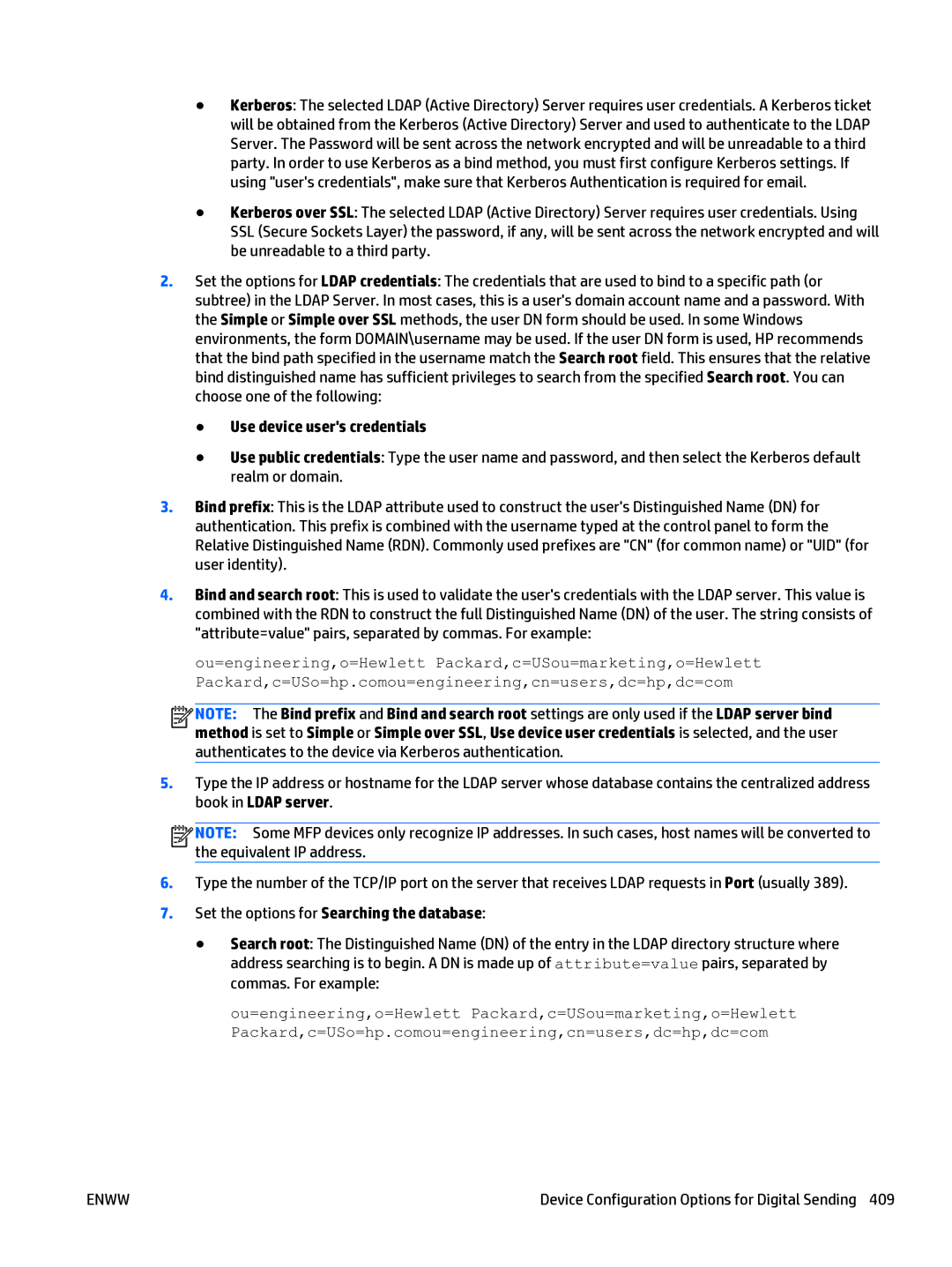 HP Web Jetadmin Software manual Use device users credentials, Set the options for Searching the database 