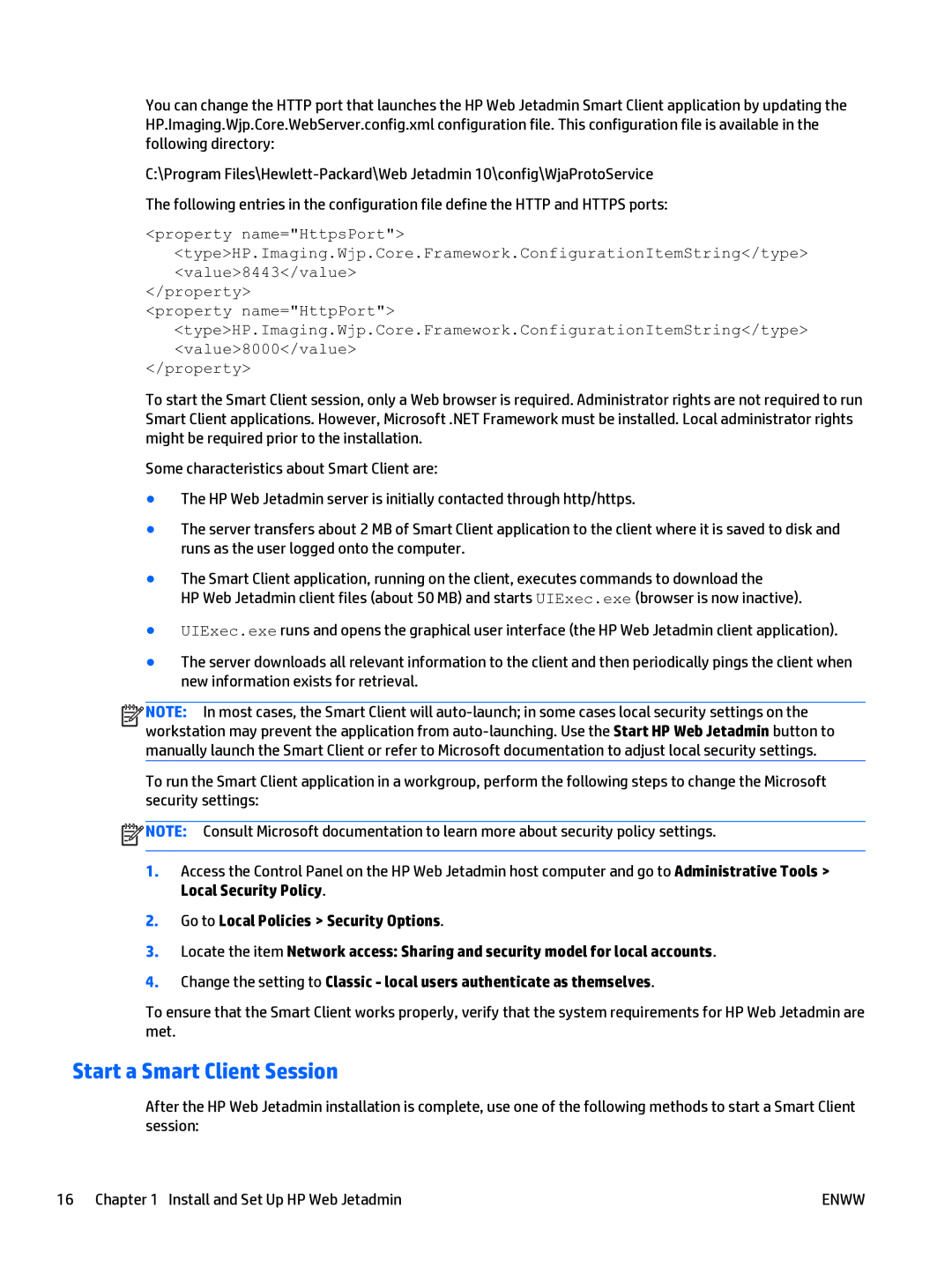HP Web Jetadmin Software manual Start a Smart Client Session 