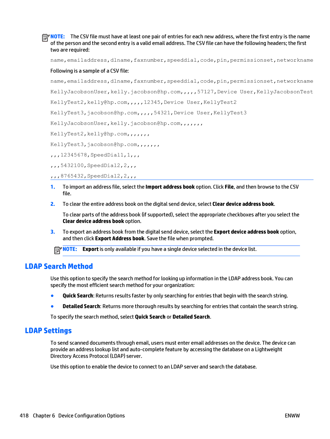 HP Web Jetadmin Software manual Ldap Search Method, Ldap Settings 