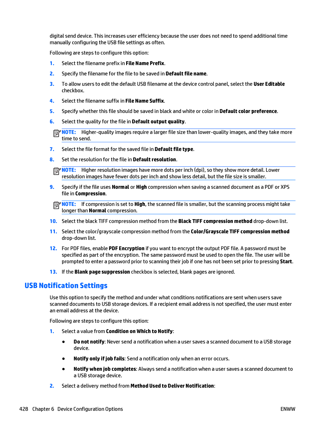 HP Web Jetadmin Software manual USB Notification Settings, Select a value from Condition on Which to Notify 