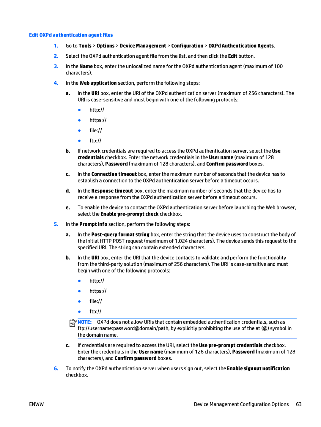 HP Web Jetadmin Software manual Edit OXPd authentication agent files 