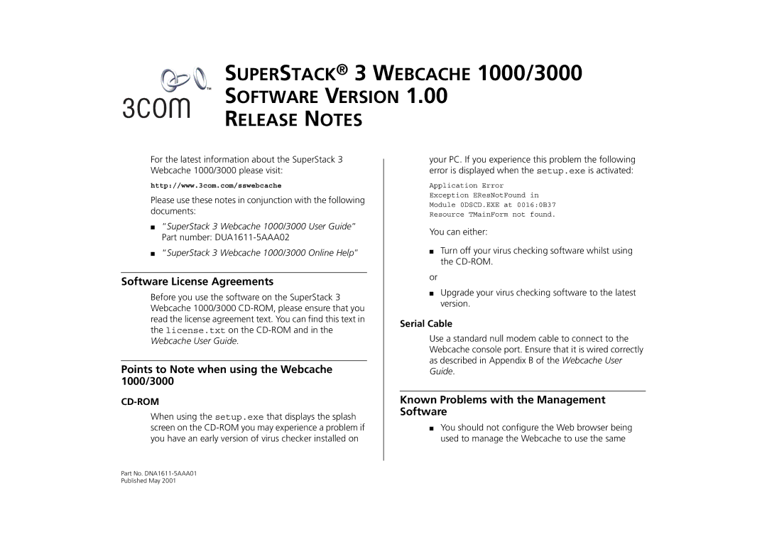 HP Webcache Filter manual Software License Agreements, Points to Note when using the Webcache 1000/3000, Cd-Rom 