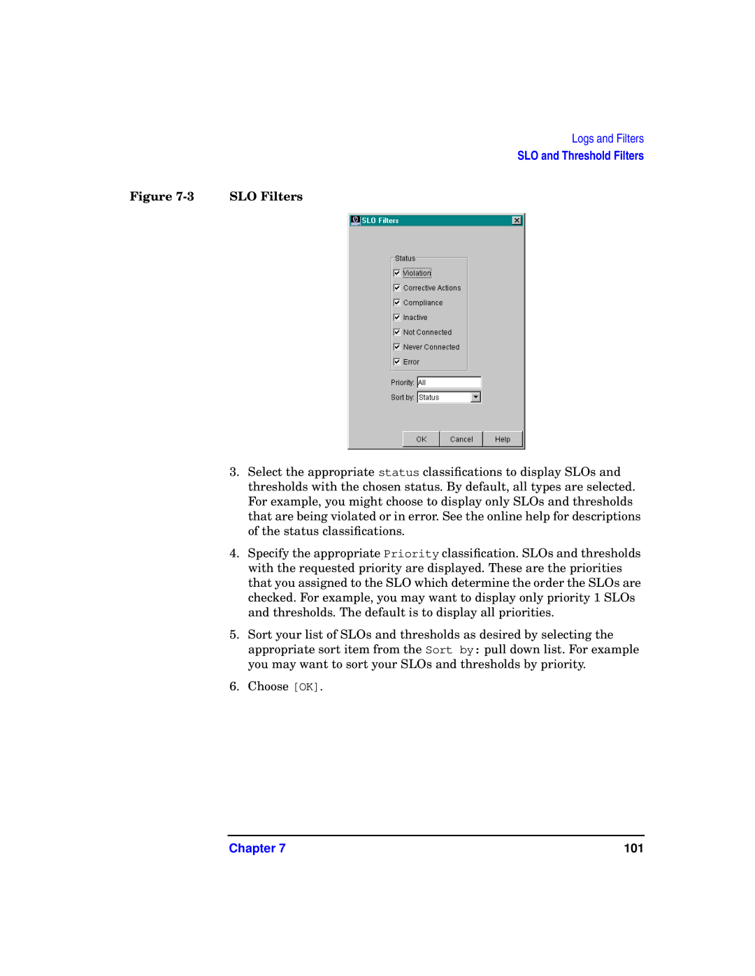 HP WebQoS Software manual SLO Filters 