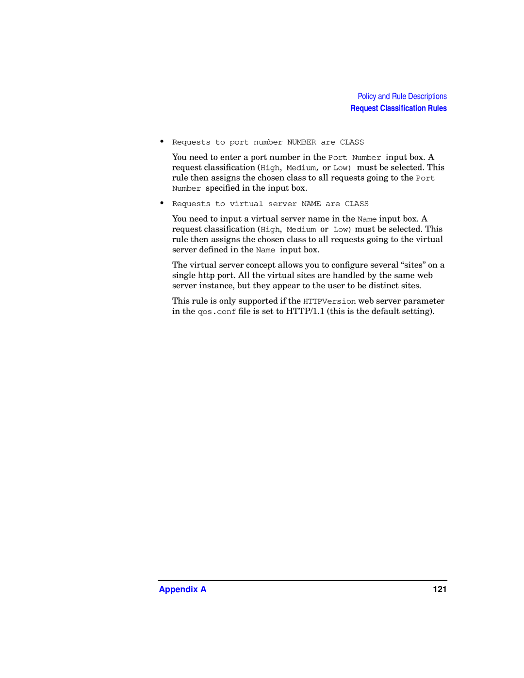 HP WebQoS Software manual Appendix a 121 