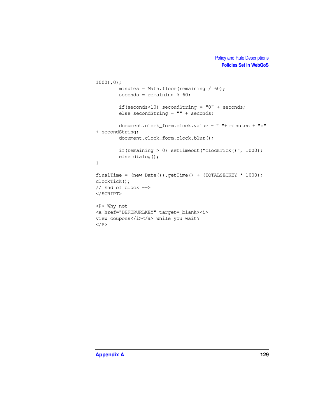 HP WebQoS Software manual Appendix a 129 