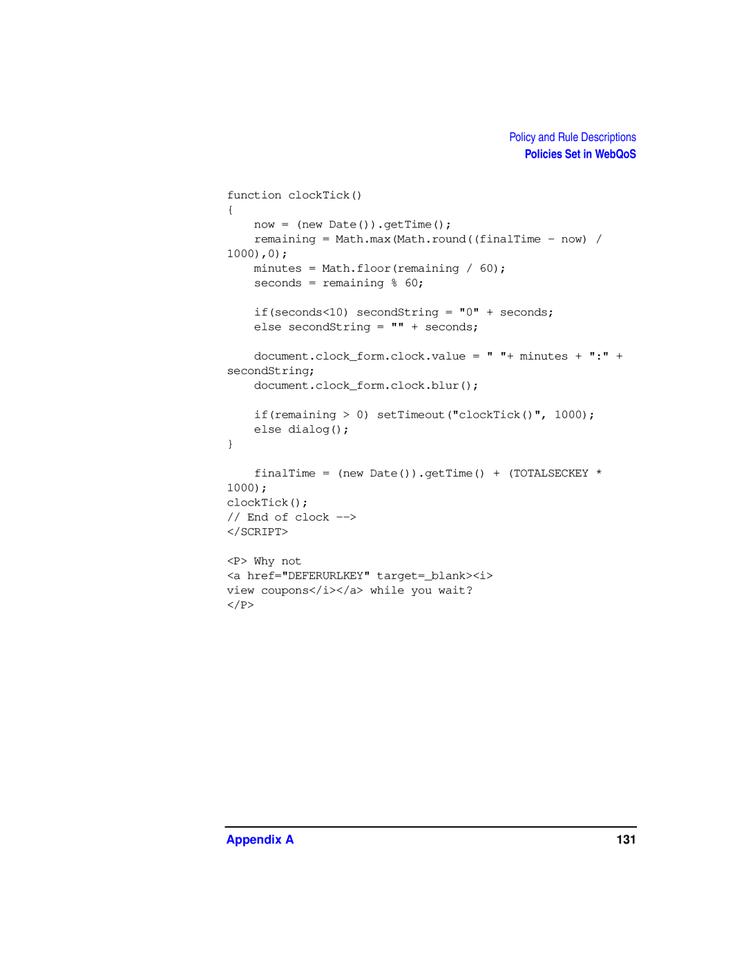 HP WebQoS Software manual Appendix a 131 