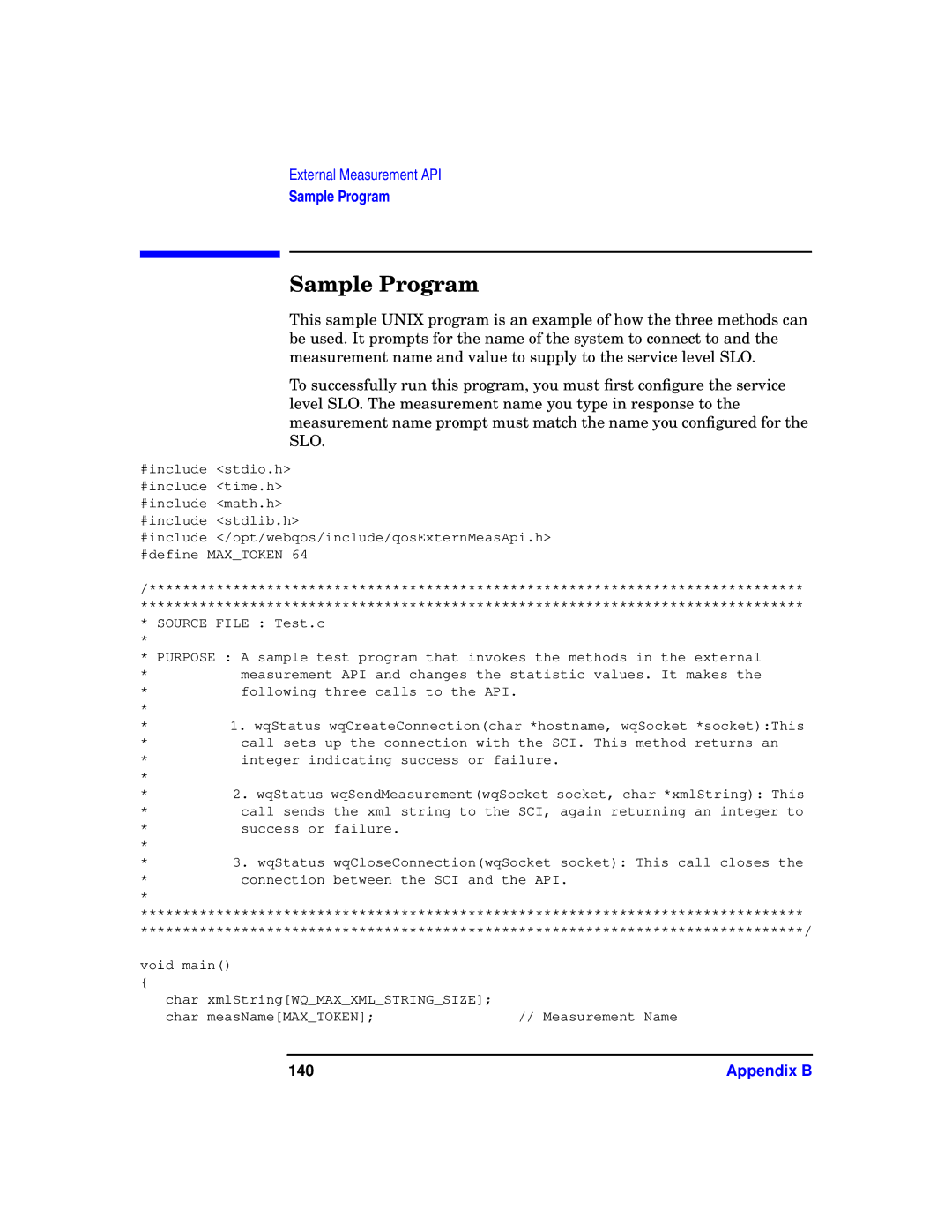 HP WebQoS Software manual Sample Program 